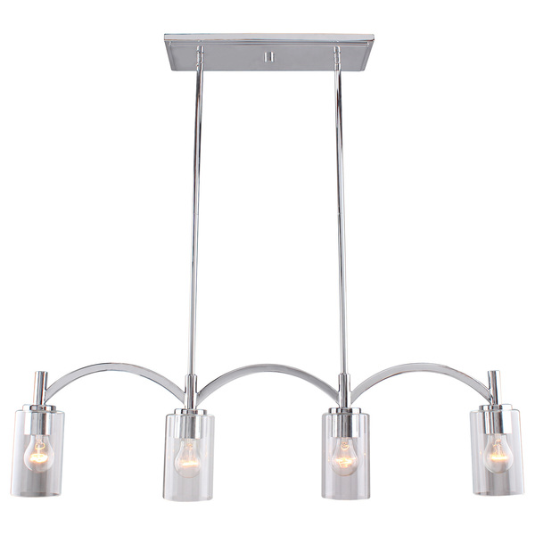 Eglo 4 Lights Linear Pendant W/ Chrome Finish & Clear Glass 203743A